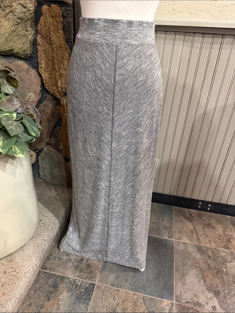 LOFT Heather Gray Knit Maxi Skirt